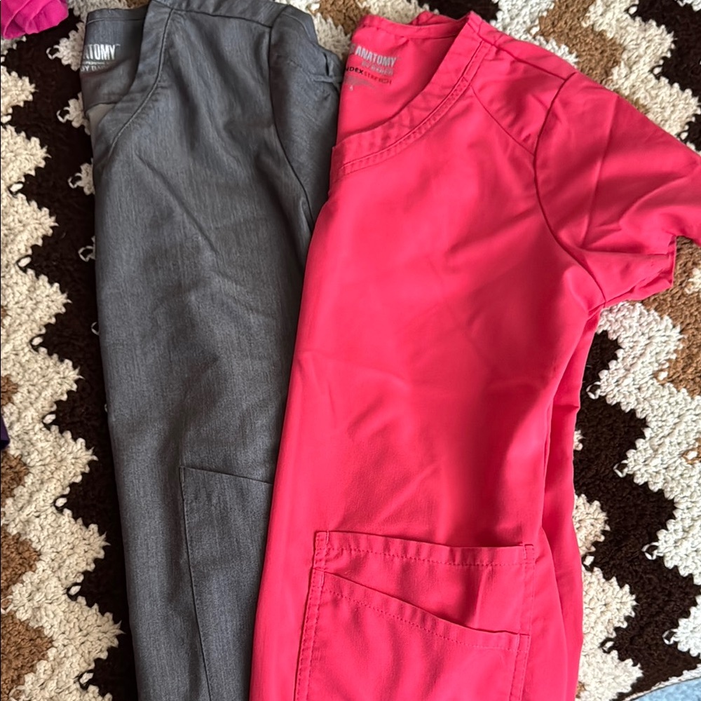 Anatomy Gray and Pink Scrub Tops